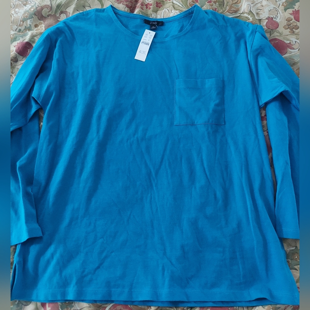 J Crew Blue Long Sleeve Tee Medium